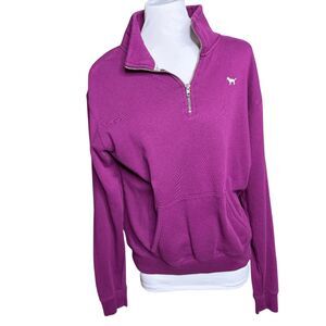 PINK Victoria's Secret quarter zip popover Small purple pink raspberry